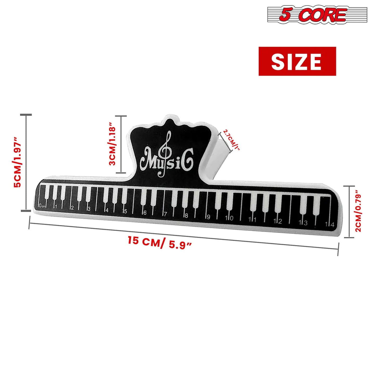 5Core Music Sheet Page Holder 2PCS Black | Durable Plastic Music Score Fixed Clips