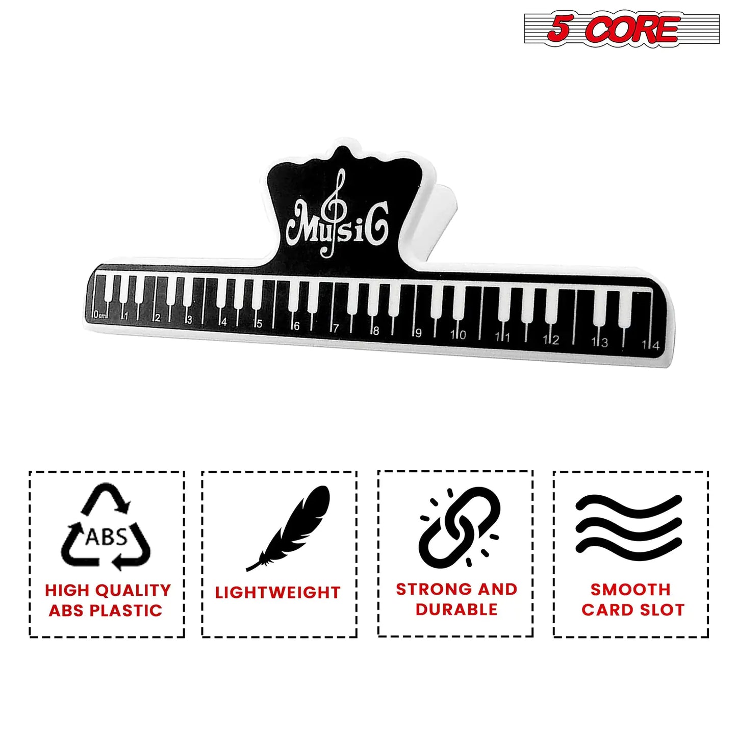 5Core Music Sheet Page Holder 2PCS Black | Durable Plastic Music Score Fixed Clips